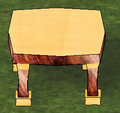 A cottage table made of blackthorn blocks and spruce boards.